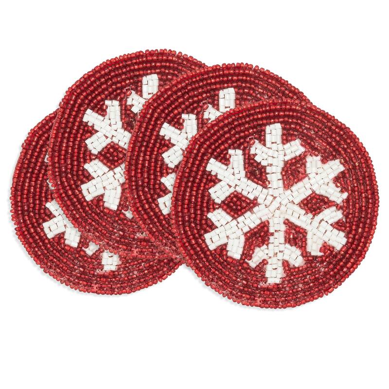 Snowflake Sparkle Beaded Coaster (Set of 4) - 4"