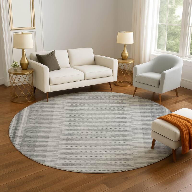 Premium Washable Super Soft Striped Ombre Mayfield Rug - Gray - 8' x 8'