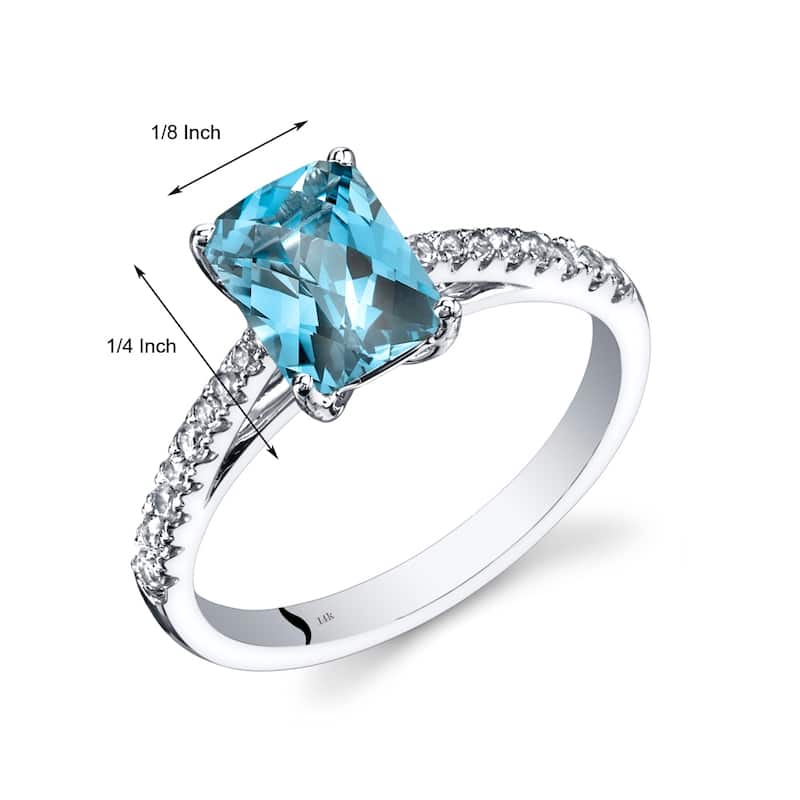 14k White Gold 1.91ct Swiss Blue Topaz and White Topaz Ring