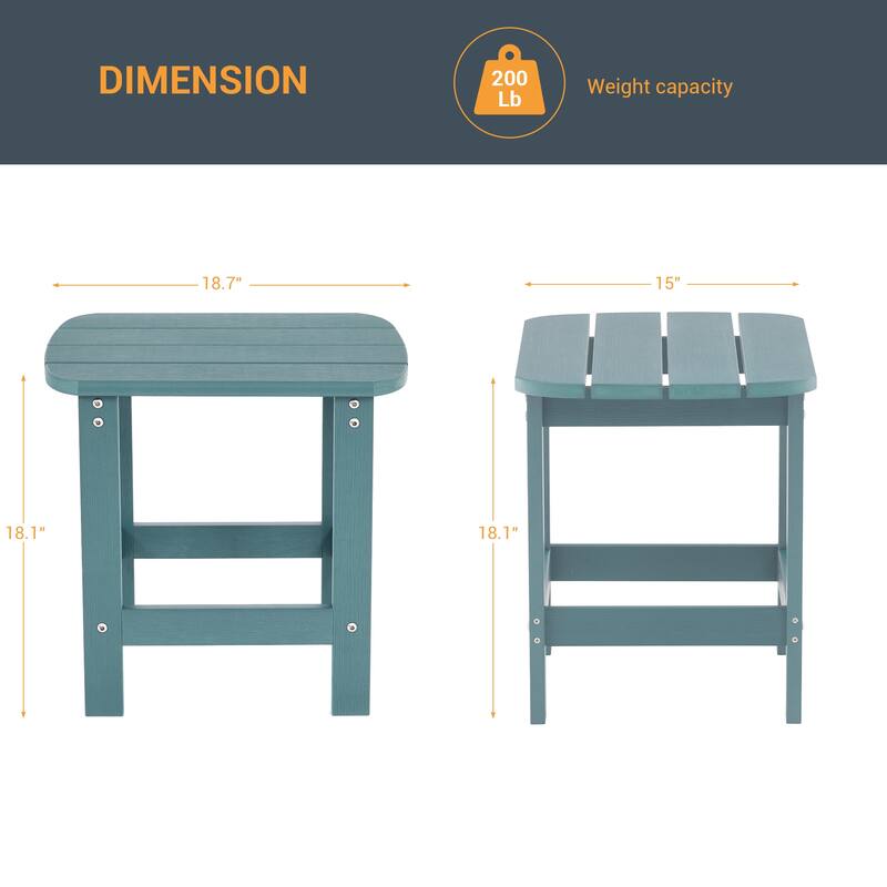 LIVOOSUN Patio Adirondack Plastic Wood Outdoor Side Table for Deck