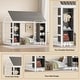 preview thumbnail 15 of 26, Twin Size House Bed Wooden Kids Bed Floor Bed with Fence and Semi-Enclosed Roof, 2 Movable Wardrobes Practical and Functional Grey - Twin