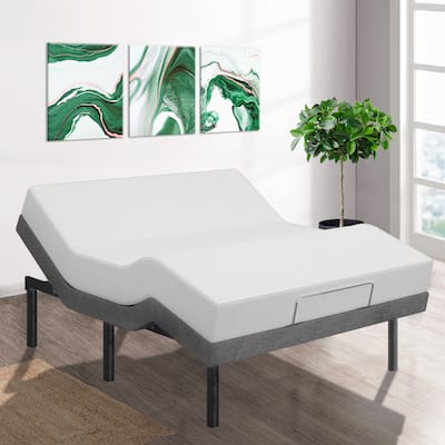 Renanim Twin XL Smart Bed Frame with 12-inch Gel Memory Foam Mattress, USB, App, Massage, Remote