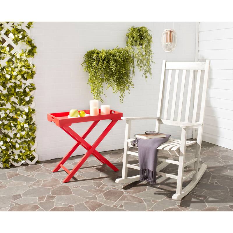 SAFAVIEH Outdoor Marilijn Acacia Wood Rocking Chair - 26W x 45D x 34H - White Wash