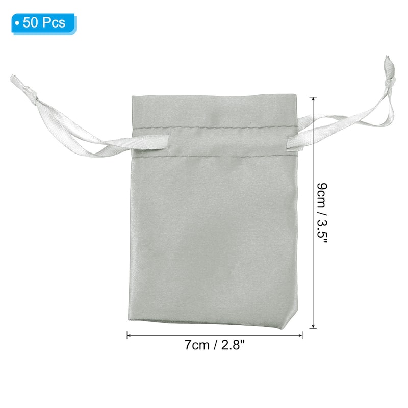 50Pcs 3"x4" Satin Bags Wedding Favor Bags Drawstring Gift Bags - Gray