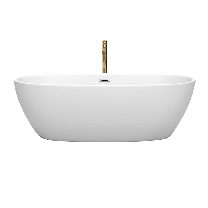 Wyndham Collection Juno 71-Inch Matte White Freestanding Tub w/ Faucet