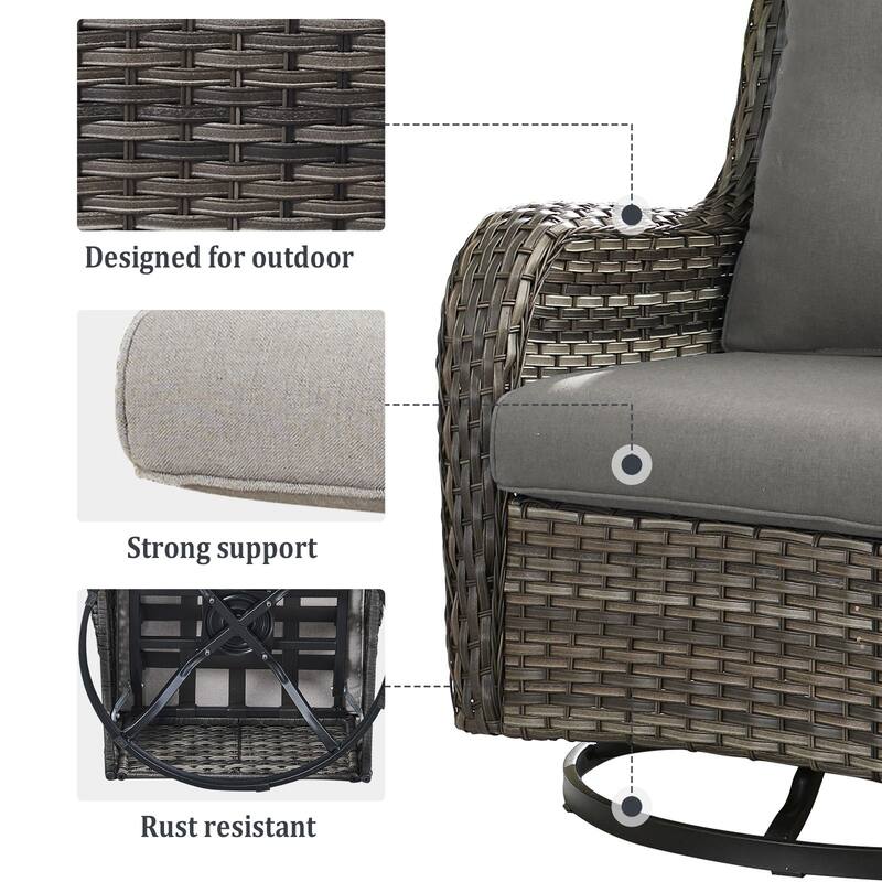 Gymojoy Wicker Swivel Glider Chair with Water-Resistant Olefin Cushions