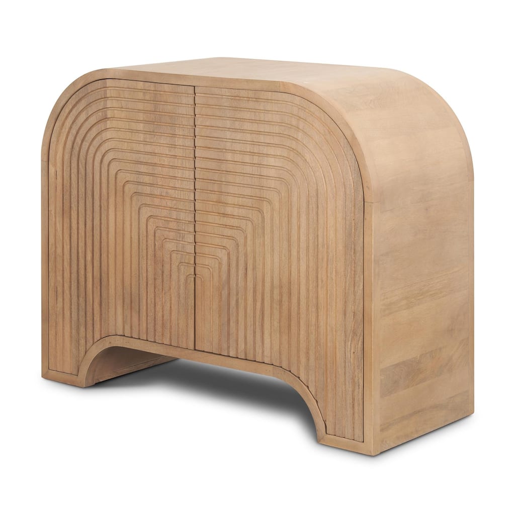 Sorina Reverse Fluted Light Brown Wood Accent Cabinet - 40.0L x 16.0W x 32.0H