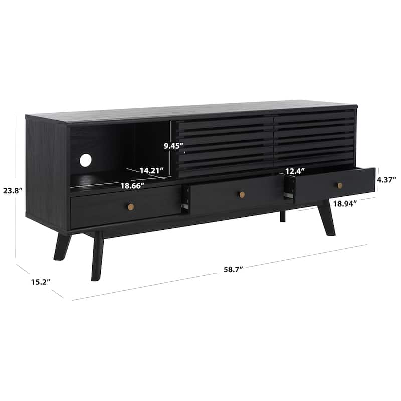 SAFAVIEH Alatar 3-Drawer Entertainment TV Media Stand (65" Flatscreen TV) - 58.7 in. x 15.2 in. x 23.9 in.