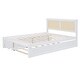 preview thumbnail 51 of 58, Versatile Pull-Out Bed,Full Size Elegant Bed Frame with Rattan Headboard and Sockets