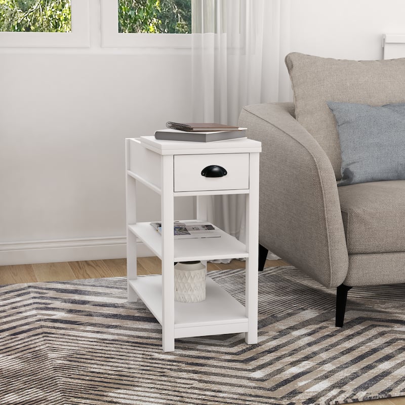 Narrow Side Table with Drawers and Flip-open Storage - 11.81 x 23.62 x 23.62