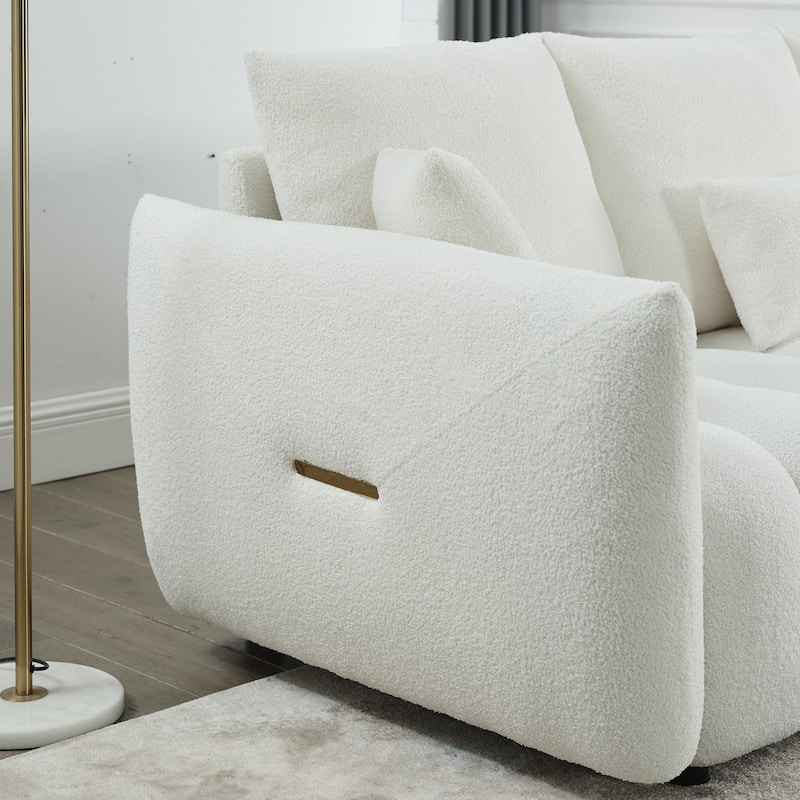 82-Inch Velvet Sofa with Back Pillows - Solid Wood Frame for Living Spaces
