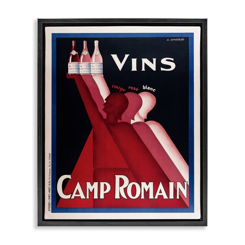 Stupell Antique Wine Bottle Trio Framed Floater Canvas Wall Art Design By Marcus Jules - 17 x 21 - Black
