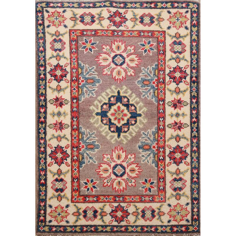 Brown Kazak Oriental Accent Foyer Rug Handmade Wool Carpet - 2'0"x 3'0"
