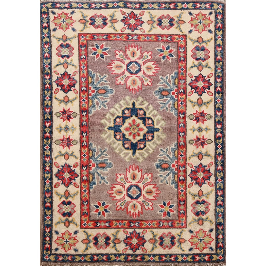 Brown Kazak Oriental Accent Foyer Rug Handmade Wool Carpet - 2'0"x 3'0"