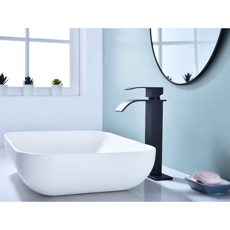 Modern Single Handle Sink Vanity Bathroom Faucet with Waterfall Spout, Anti Corrosion, Anti Rust, Easy Clean