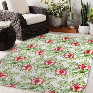 Hibiscus Rug TROPICAL BOTANICAL HIBISCUS Outdoor Rug By Kavka Designs - Bed Bath ...