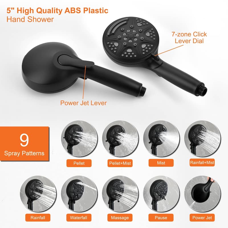 Wall Mount Shower Faucet With Rough-in Valve Complete Shower System With Handheld And 8 Inch Massage Shower Head Combo Kit Set