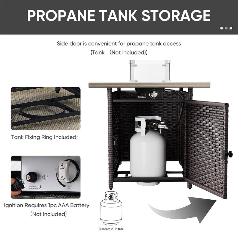 Pocassy 41 in Fire Pit Table with Patio Swivel Chair Set