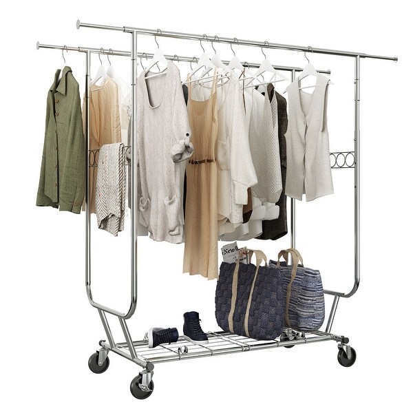 Semi Circular Coat Rack Heavy Duty Clothes Hanger Rolling Rail 2