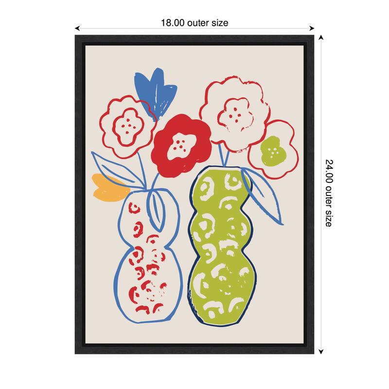 Kate and Laurel Live Boldly Flower Vases by Vicky Yorke Framed Canvas Wall Art Print