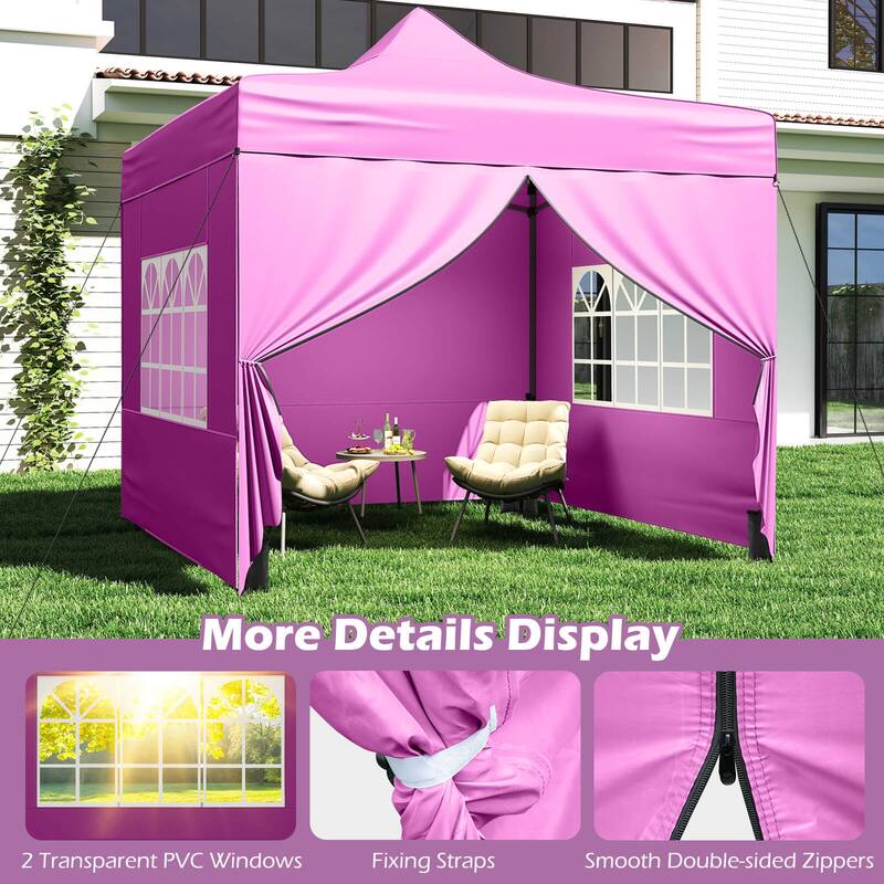 Costway 10 x 10 FT Pop up Canopy Tent with 4 Removable Sidewalls,