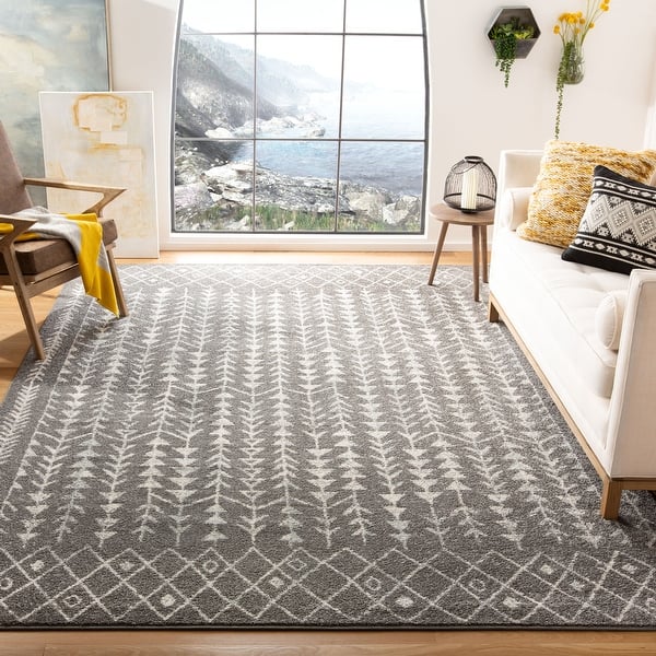 slide 2 of 28, SAFAVIEH Tulum Sharie Moroccan Boho Rug 10' x 13' - Dark Grey/Ivory