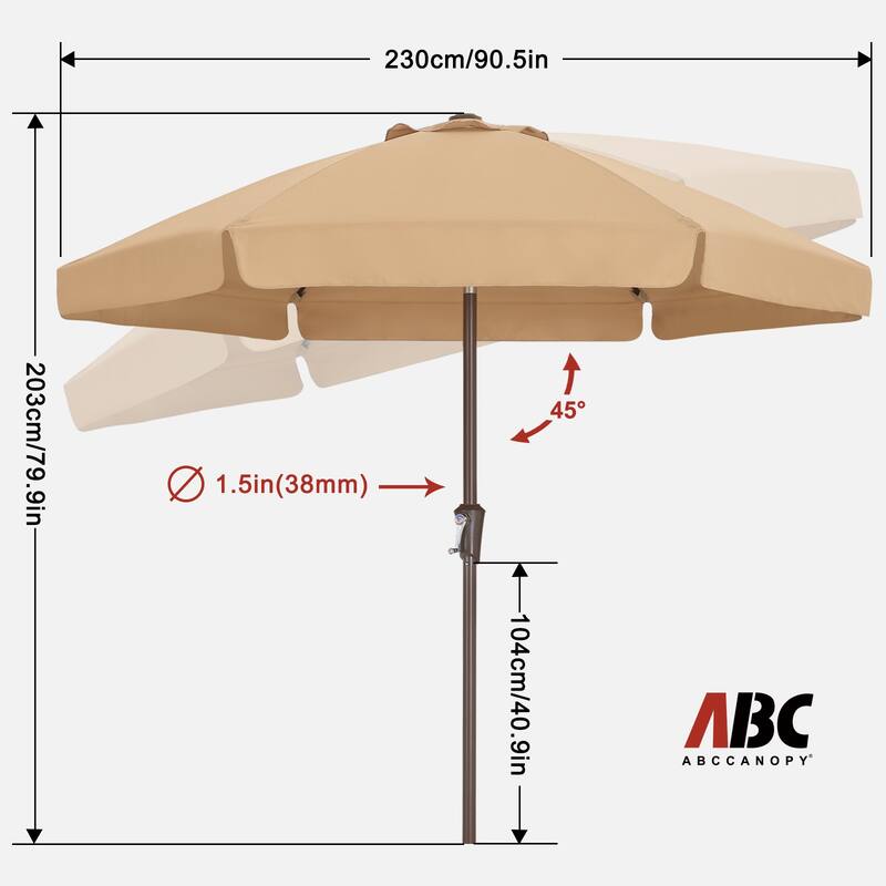 ABCCANOPY 7.5FT Outdoor Patio Table Market Umbrella for Garden