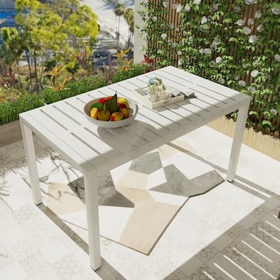 55" White Modern PP Table - Indoor/Outdoor Multi-Purpose