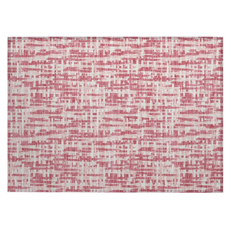 Machine Washable Indoor/ Outdoor Modern Crosshatch Chantille Rug