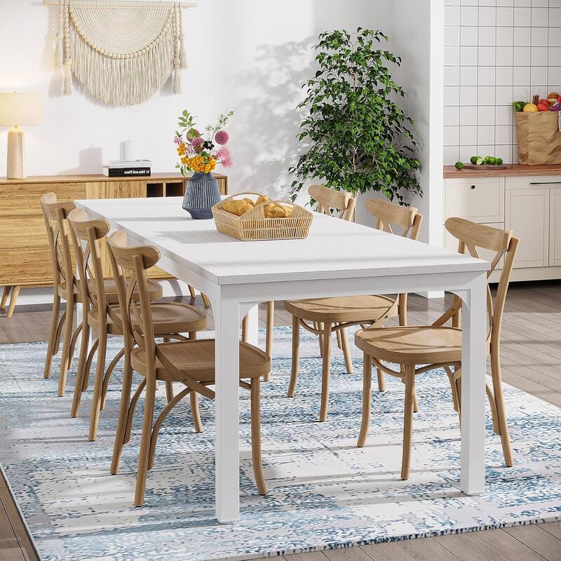 78.7" Rectangle Wood Dining Table, Long Kitchen Table for Living/Dining Room