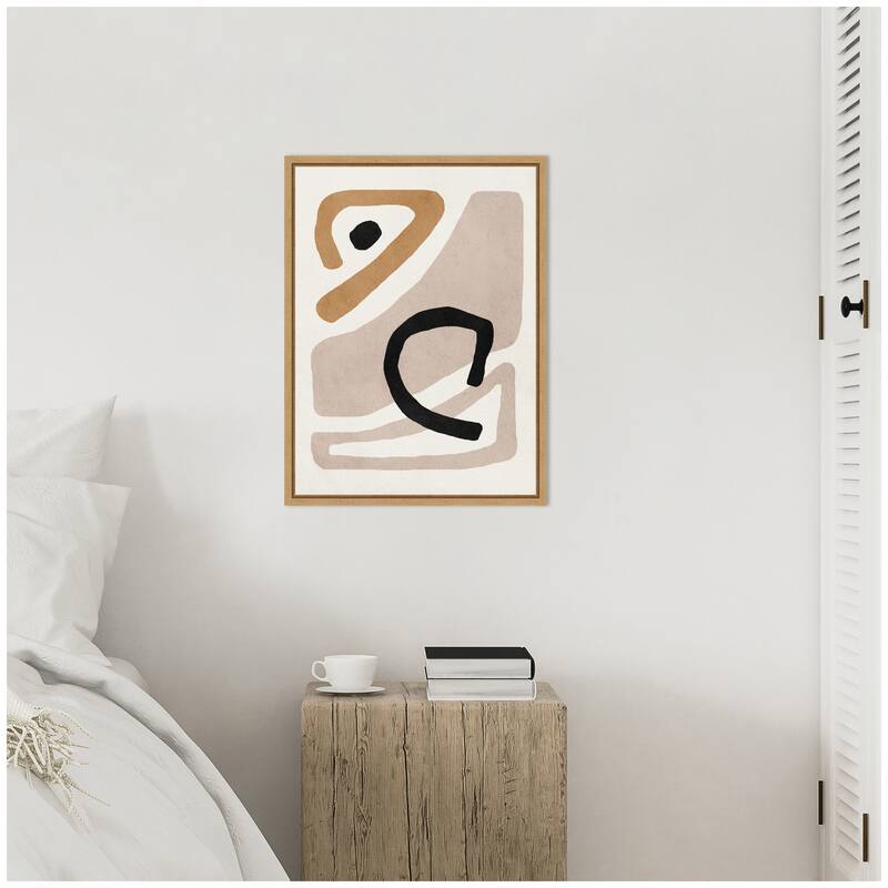 Kate and Laurel Sylvie Neutral Abstract 1 Minimal Modern Art Framed Canvas by July Art Prints