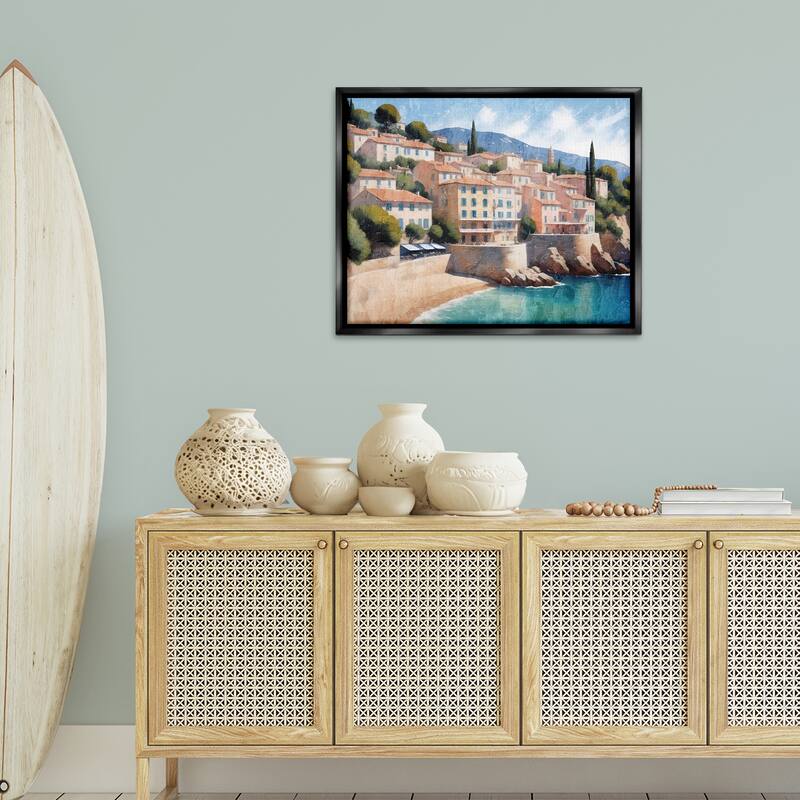 Stupell Charming Coastal Architecture Framed Floater Canvas Wall Art Design By Kim Allen
