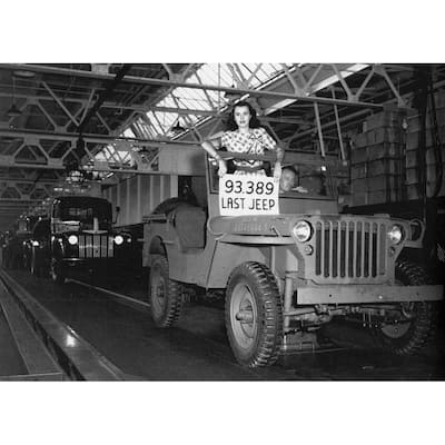 Last Army Jeep produced at Ford Motor Plant Black and White Gallery Wrapped Canvas