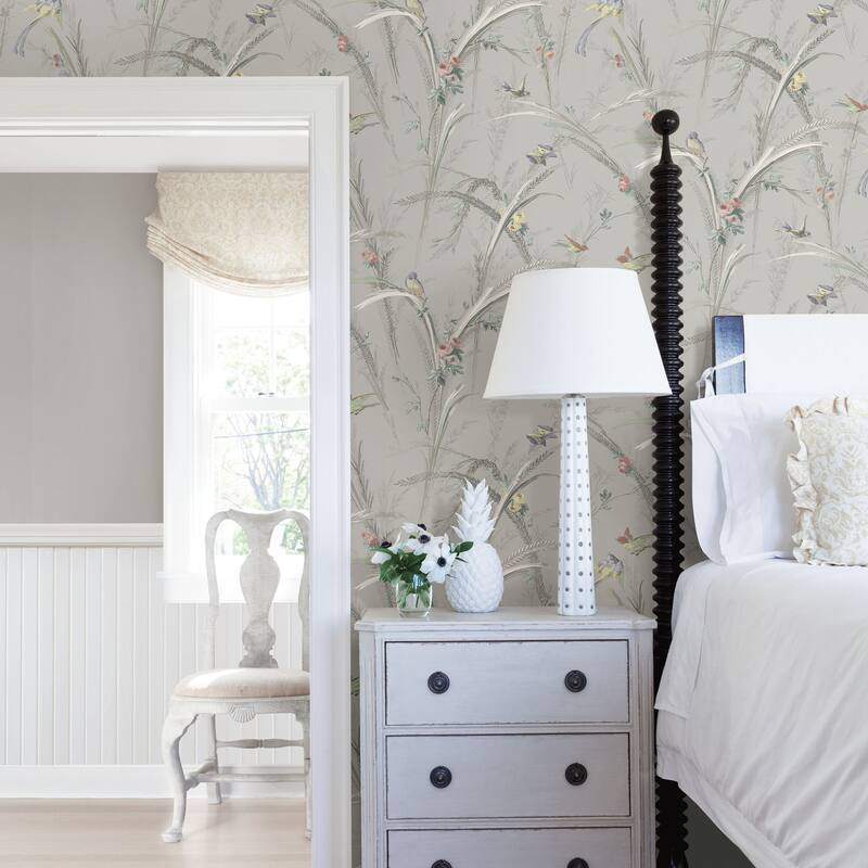 Flowers Walton Meadowlark Light Green Botanical 33' L X 20.5 W Wallpaper Roll