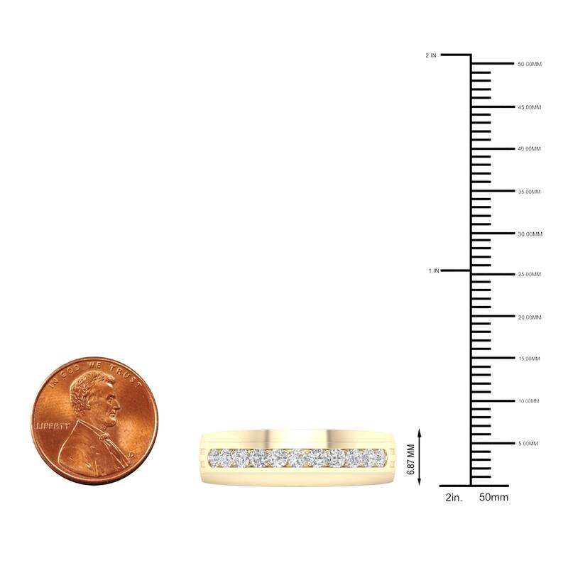 1/2ct TDW Diamond Wedding Band in 10K Yellow Gold for Men