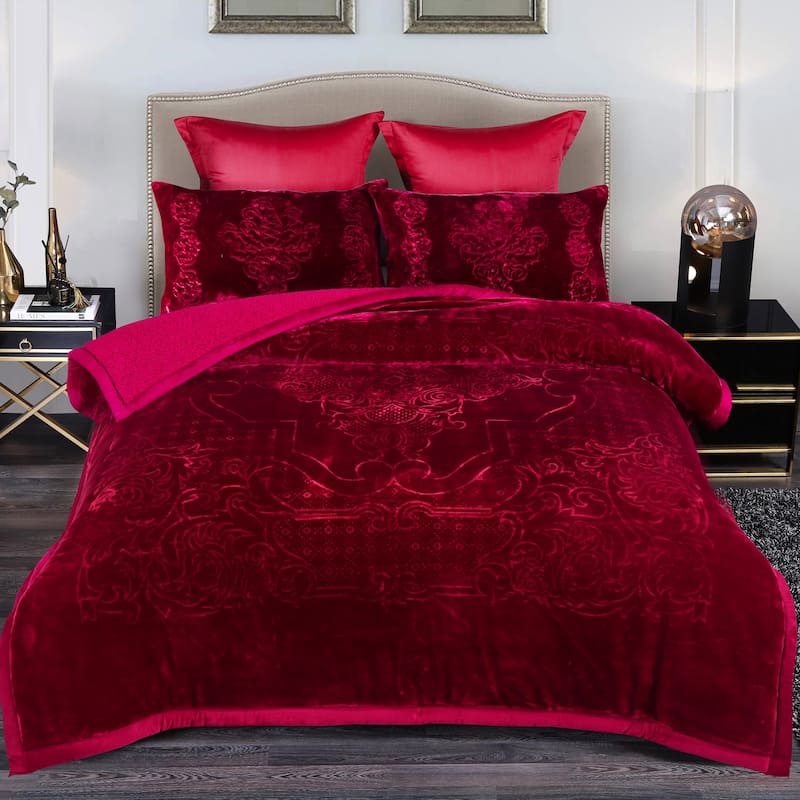 Ultra Plush Printed 3-piece Sherpa Borrego Comforter Set