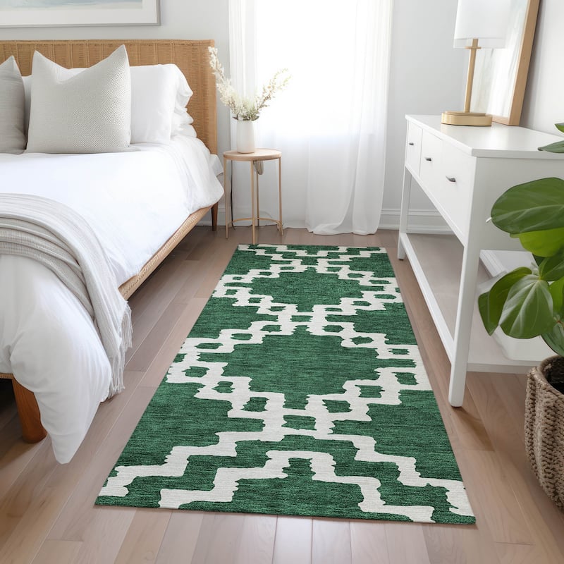 Machine Washable Indoor/ Outdoor Chantille Geo Trellis Rug