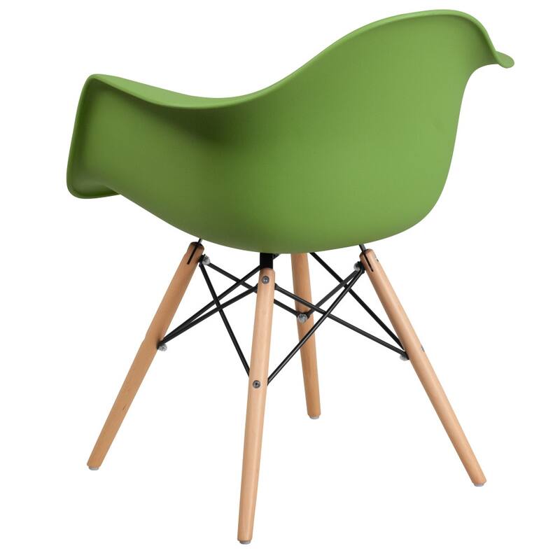 Plastic Chair with Arms and Wooden Legs
