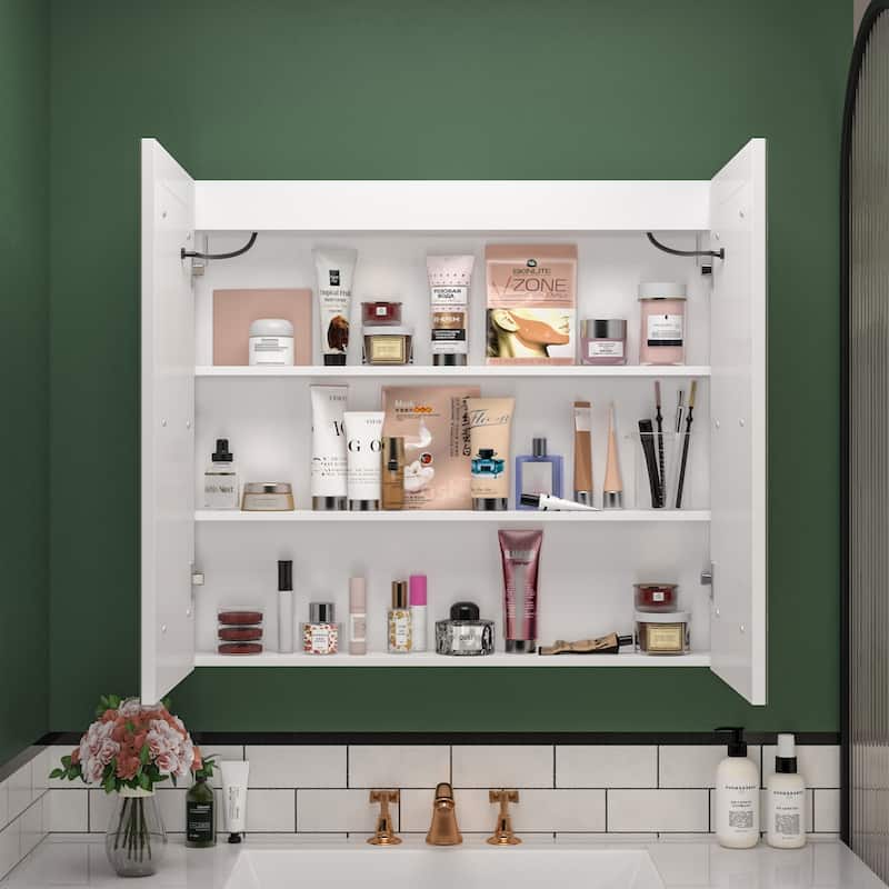 Lighted Medicine Cabinet with Mirror 35.4/47.2 Inch Bathroom Cabinet