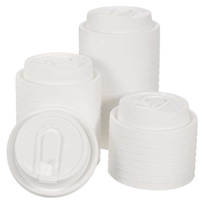 Disposable Coffee Cup Lids, 50 Count 80mm U-Shaped Plastic Lids