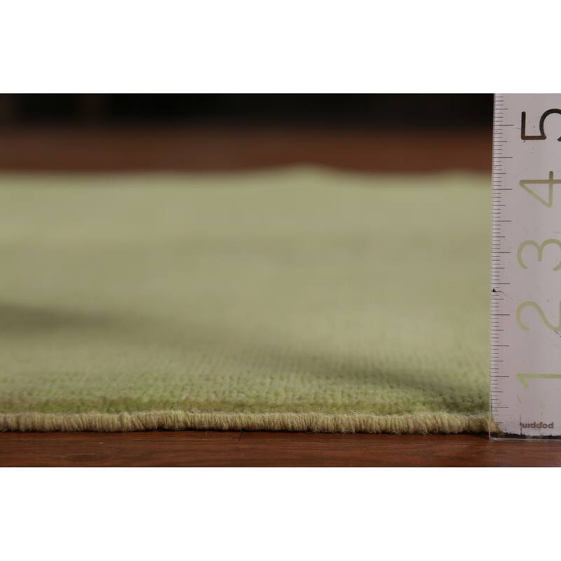 Hand Knotted Oriental 100% Wool Carpet Modern Solid Green Gabbeh Area Rug - 9' 8'' X 5' 3''