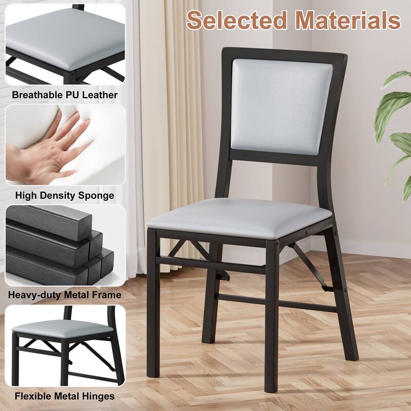 VECELO Folding Dining Chairs Set of 2/4/6 with Cushion Parson Classic Upholstered Folding Chairs Modern 33" Parson Chairs