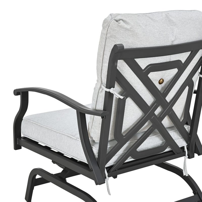 3-Piece Outdoor Metal Rocking-Motion Conversation Bistro Set