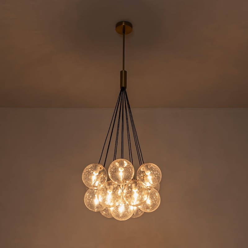 Glam 13-Light Clear Seeded Glass Soap Cluster Chandelier 21in