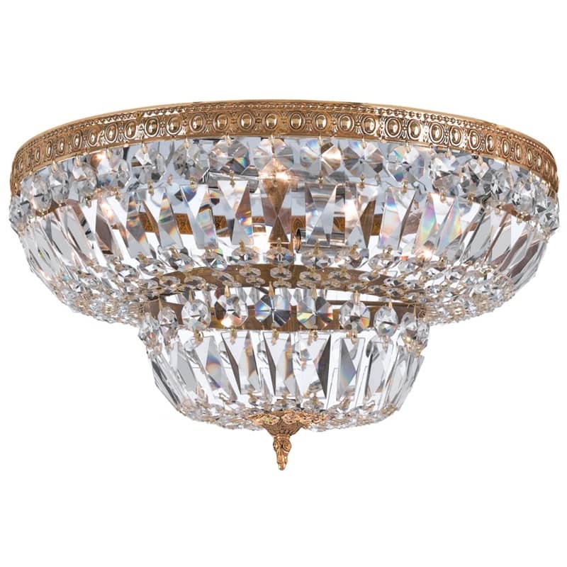 Crystorama 6 Light Clear Hand Cut Brass Ceiling Mount - 24'' W x 14'' H