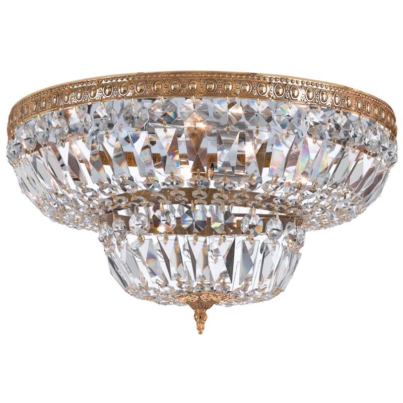 Crystorama 8 Light Clear Hand Cut Brass Ceiling Mount - 30'' W x 16'' H - 30'' W x 16'' H
