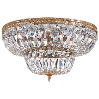 Crystorama 8 Light Clear Hand Cut Brass Ceiling Mount - 30'' W x 16'' H