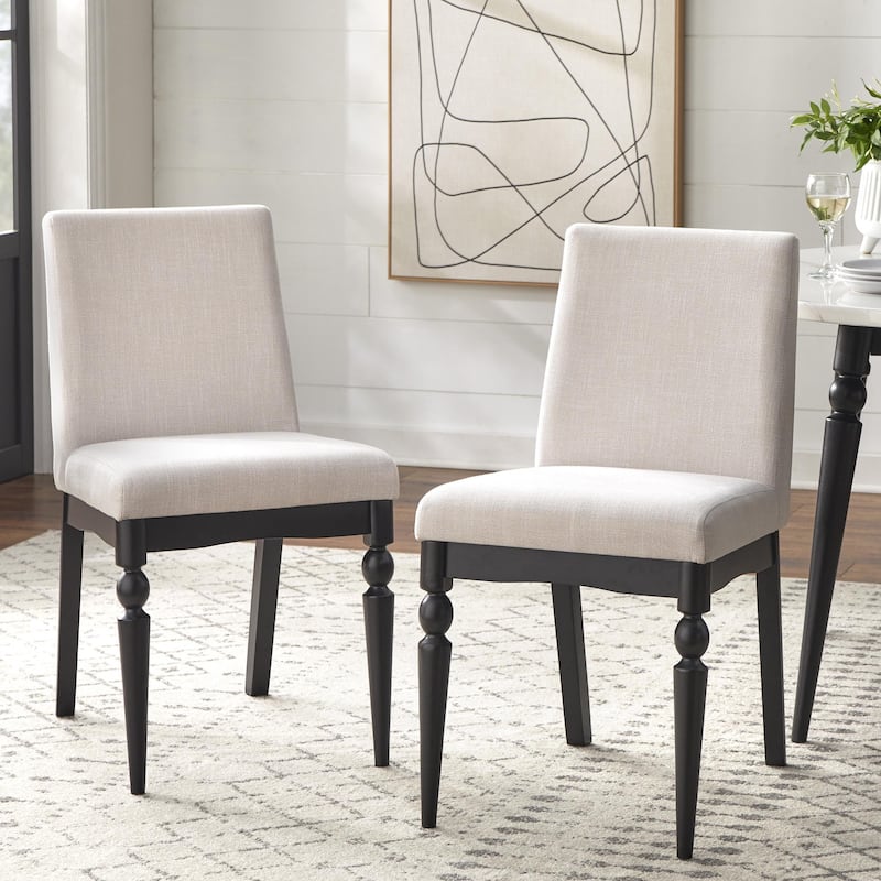 Lifestorey Bertona Upholstered Dining Chair (Set of 2) - Set of 2 - Beige/Black