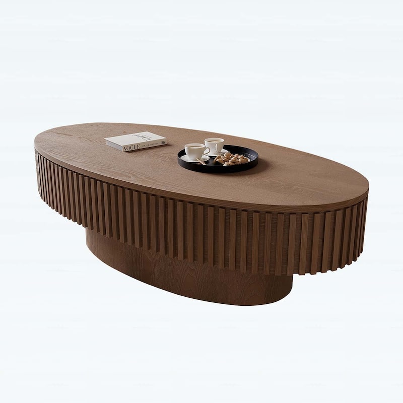 47 Inch Oval Coffee Table with Storage