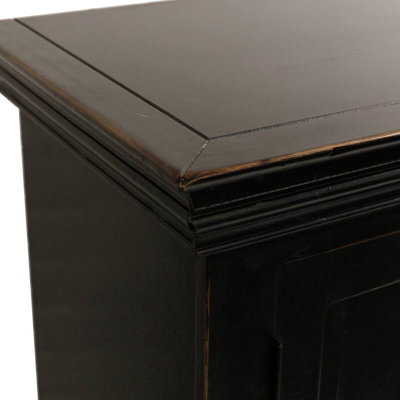 StyleCraft Circles Eclectic 4-Door Weathered Edge Credenza - Black Distressed